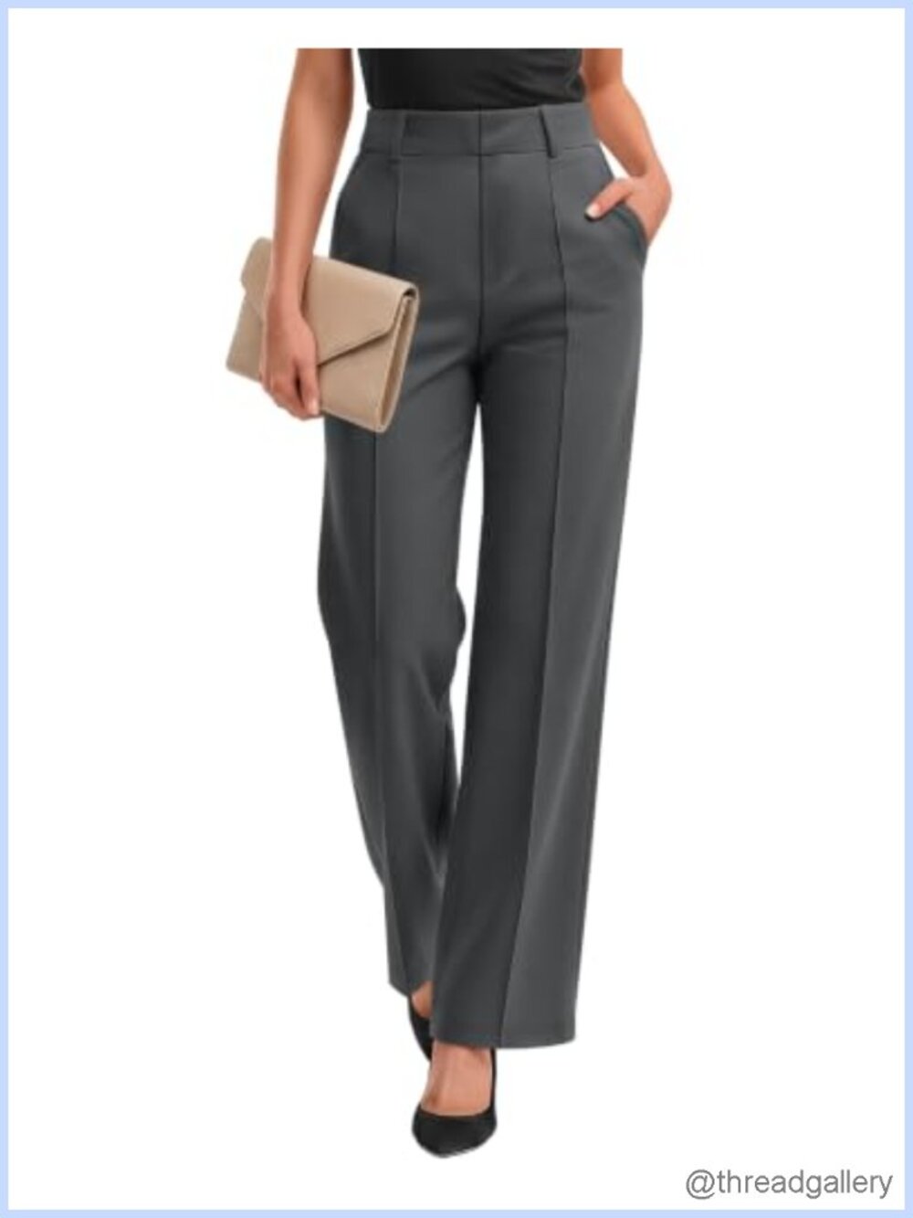 Womens High Waisted Wide Leg Work Pants Pleated Business Casual Trousers